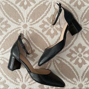 Franco Sarto Keena Black Snake-Embossed Pumps